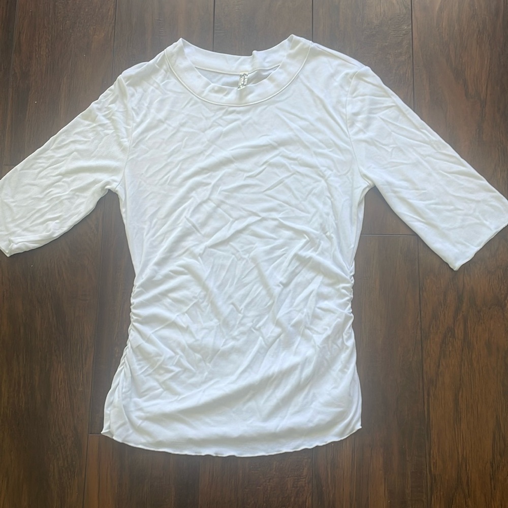 Free People White 3/4th sleeve shirt Size L